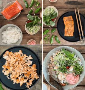 Airfried Salmon Rice Bowla