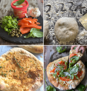 Smoked Trout and Cream Cheese Pizzas