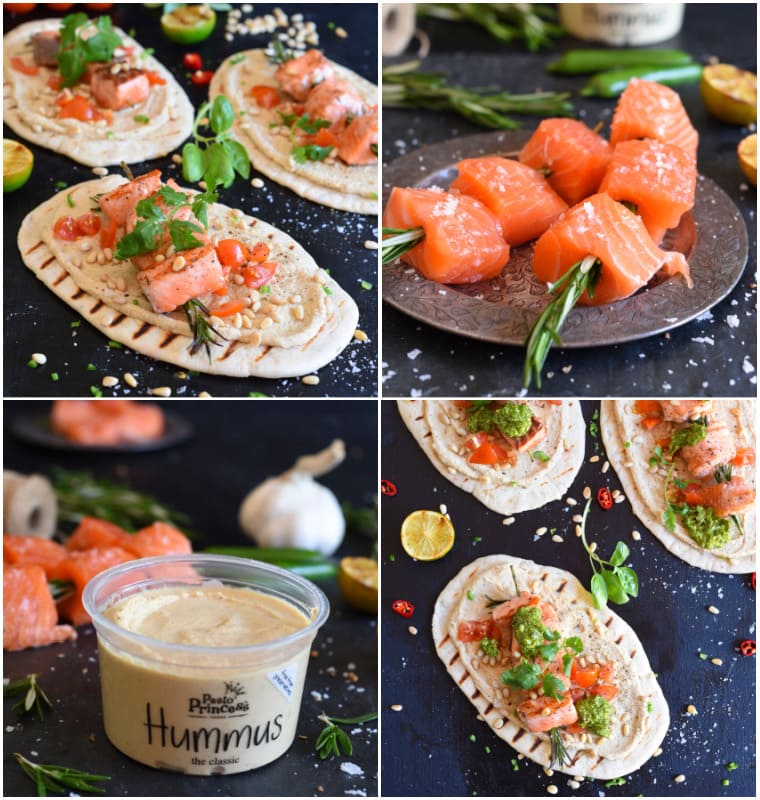 Salmon Recipe Grilled Salmon Kebabs with a side of Hummus