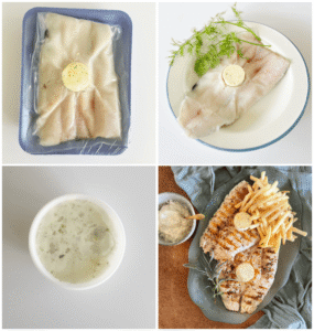 Grilled Hake with Lemon and Garlic Butter and Tartare sauce